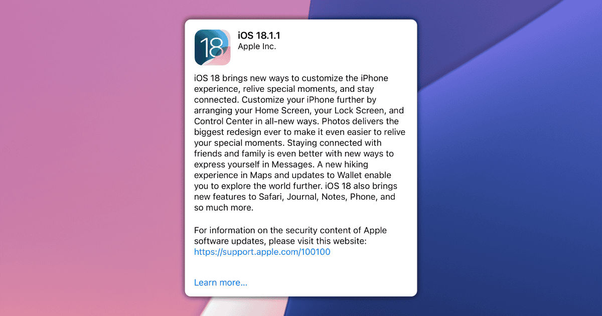 iOS 18.1.1: Essential Security Update for iPhones